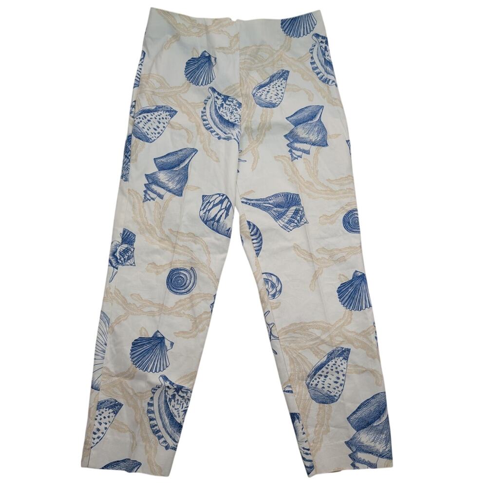 Charlotte Kellogg Palm Beach Coastal Shore Sea Sell pants Blue White size 12 USA